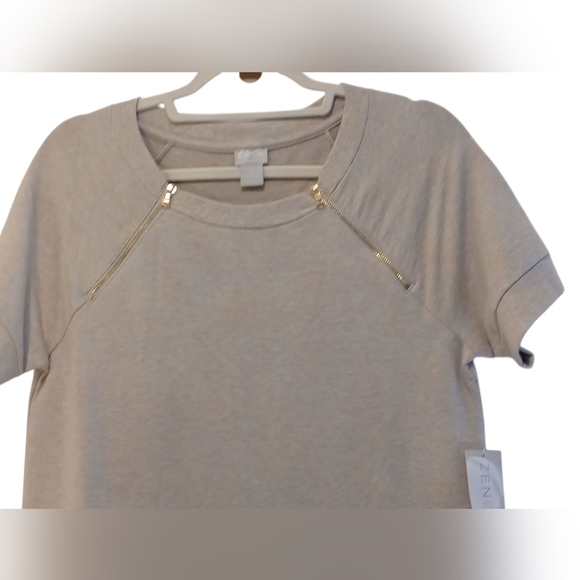 Chico's Zengery- NWT, Tan Shift Dress, Pockets, Working Zipper Accents, Slits, - Picture 4 of 12